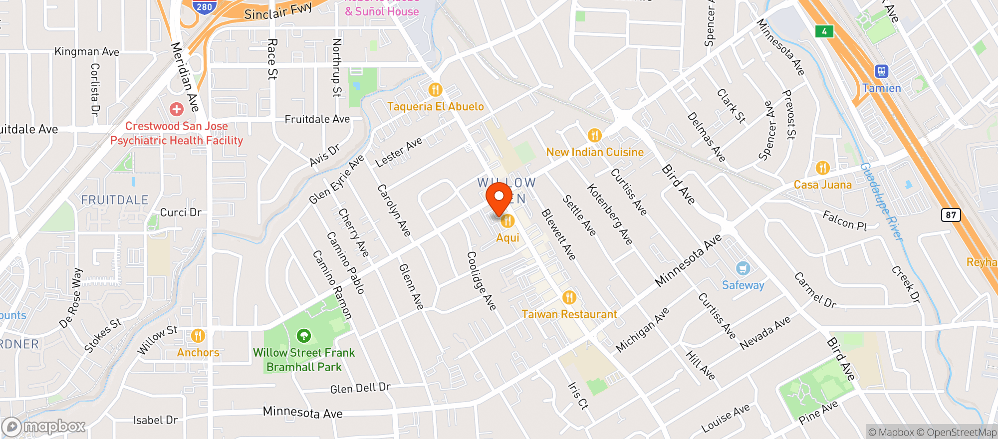 Map showing Willow Glen-SJ