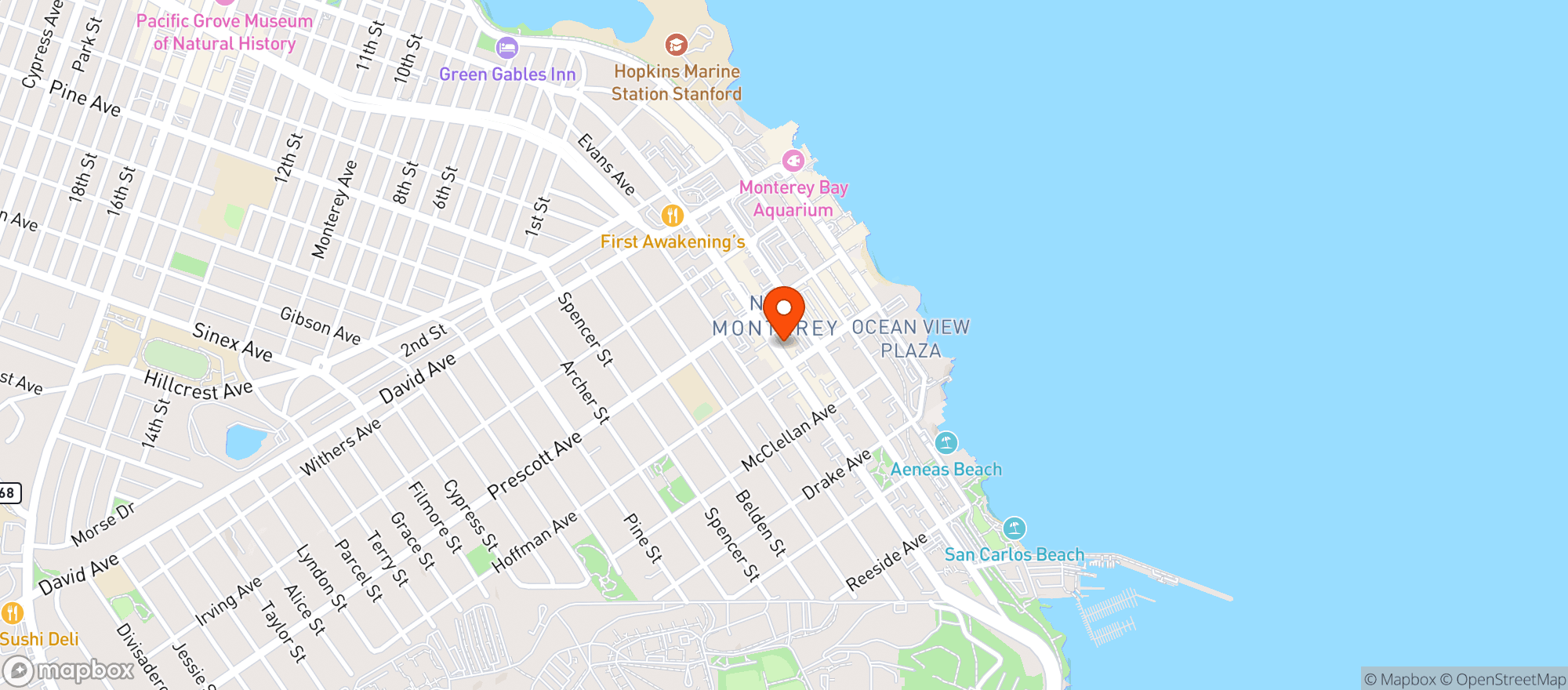 Map showing Hulas Island Grill