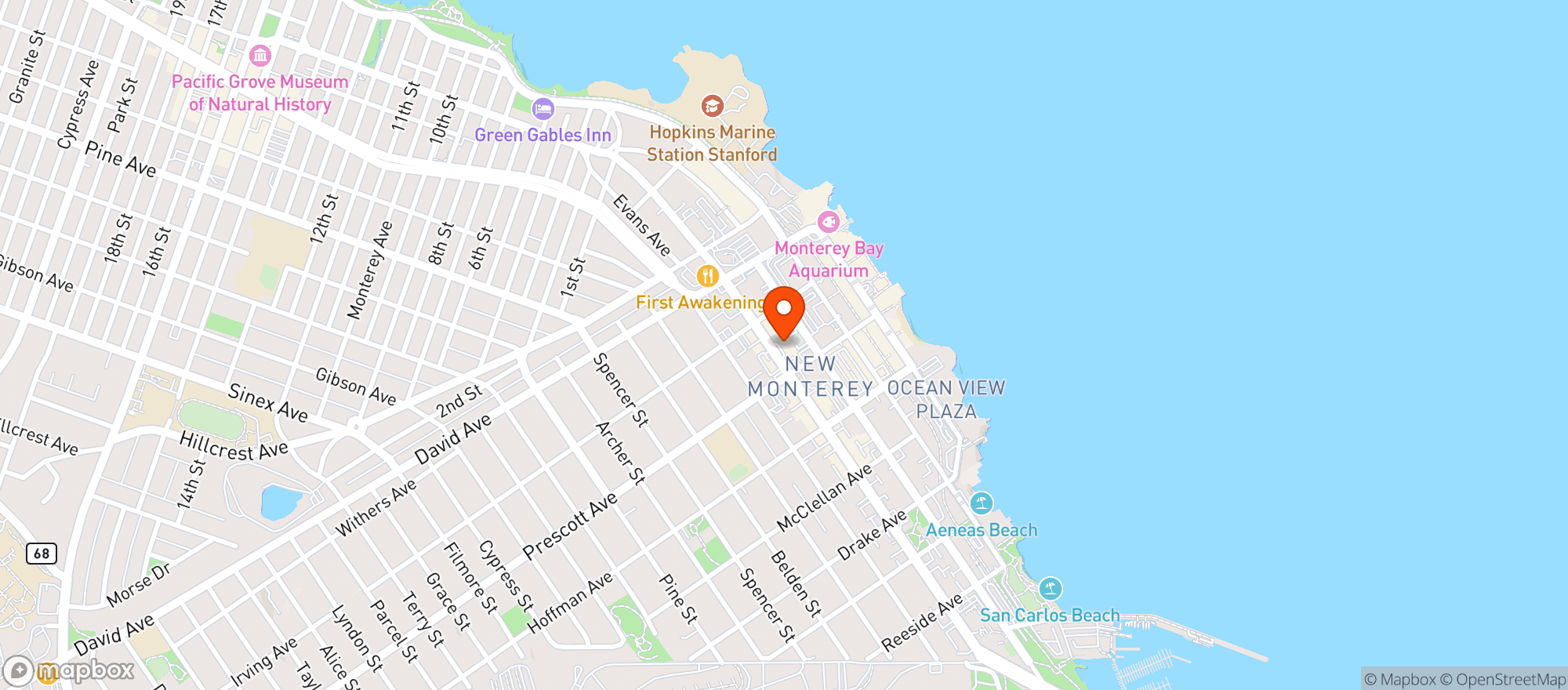 Map showing Off the Charts - Monterey