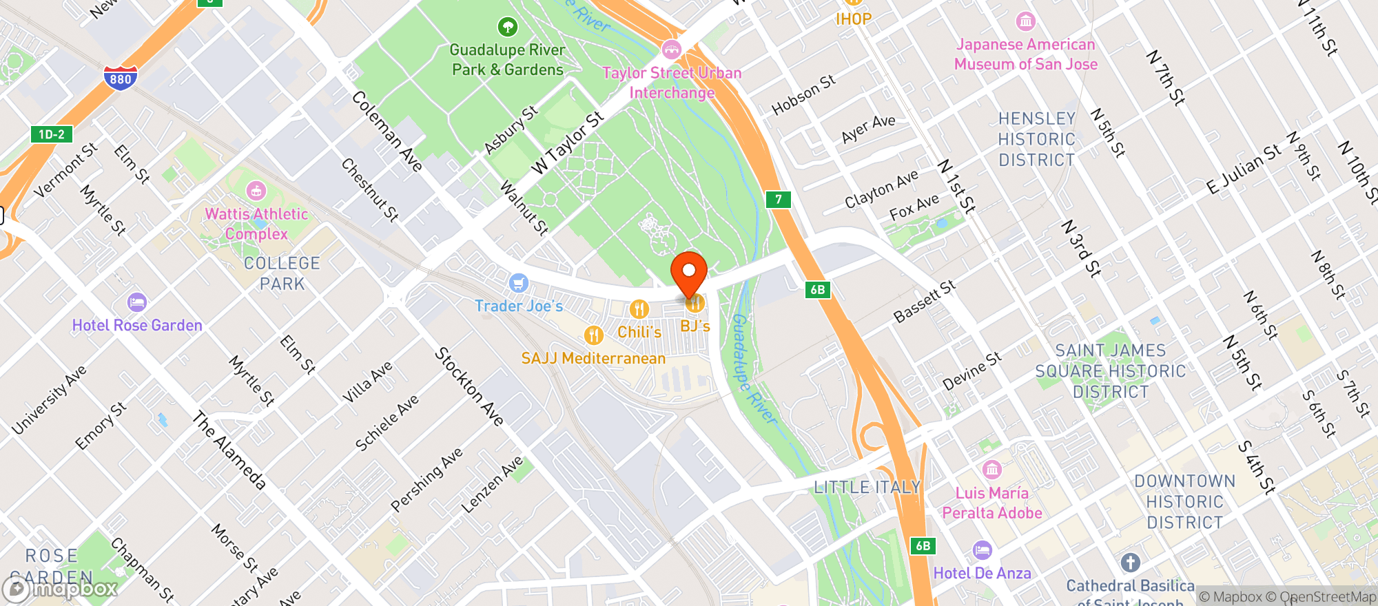 Map showing Bjs Restaurant & Brewhouse