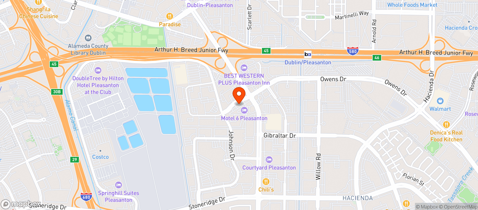 Map showing Tommy T's Comedy & Steak House