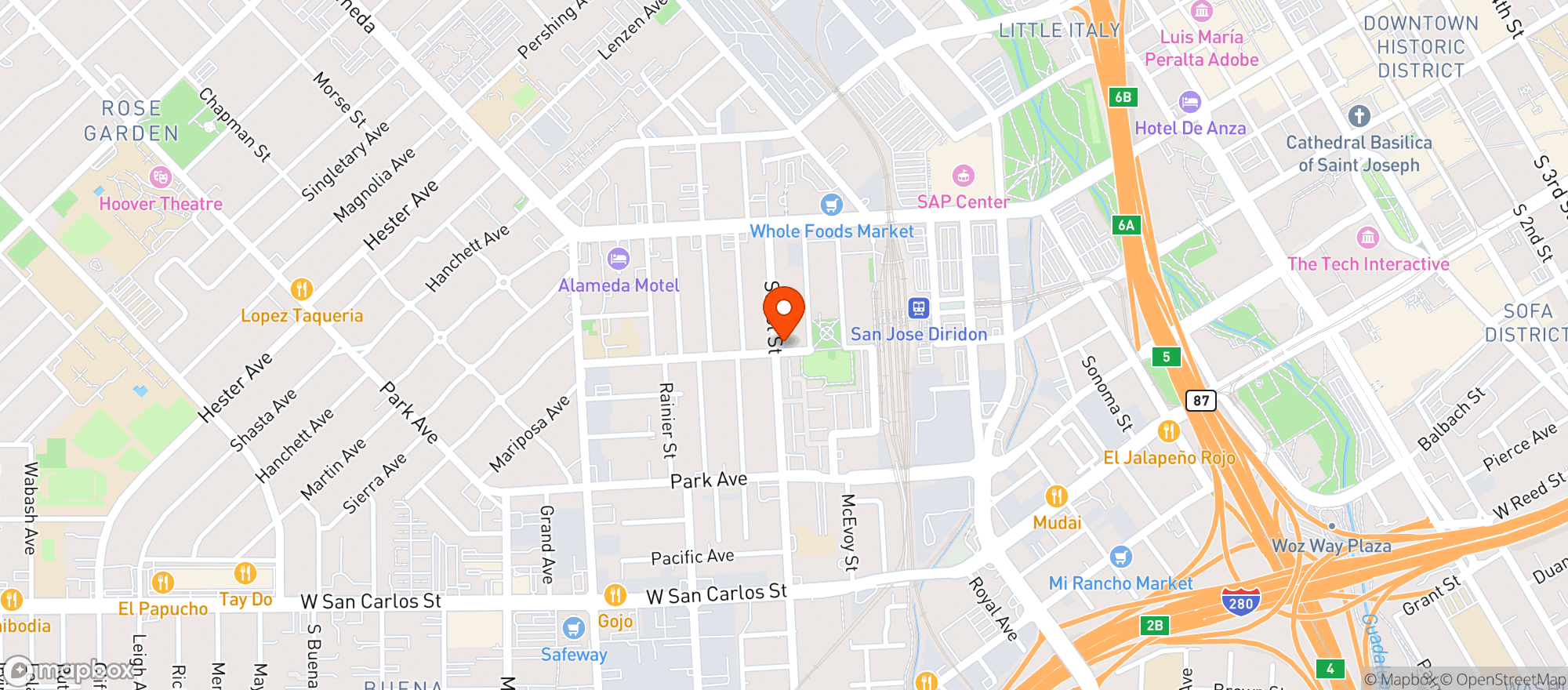 Map showing Diridon Market