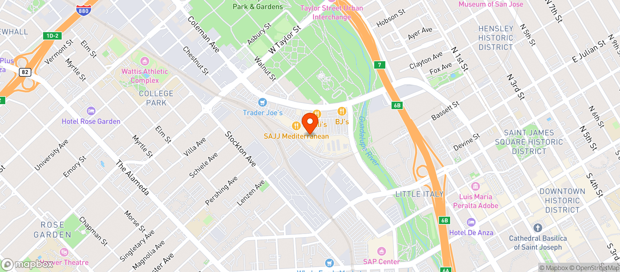 Map showing World Market San Jose Marketplace