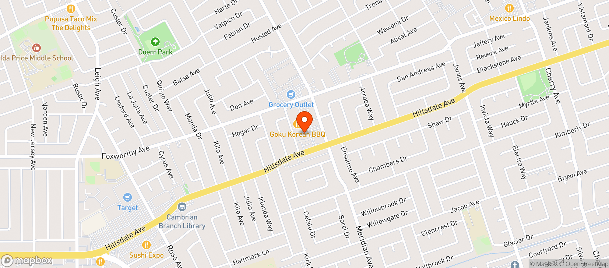 Map showing Jack Holders Restaurant & Bar