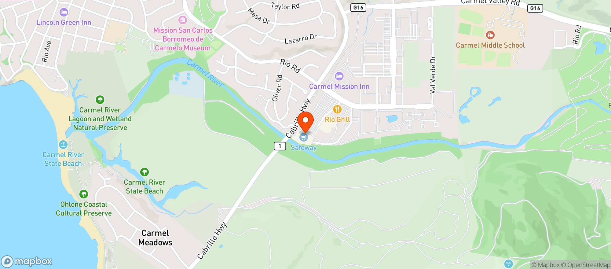 Map showing Safeway