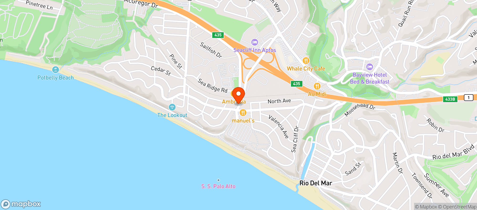 Map showing Sea Cliff Plaza