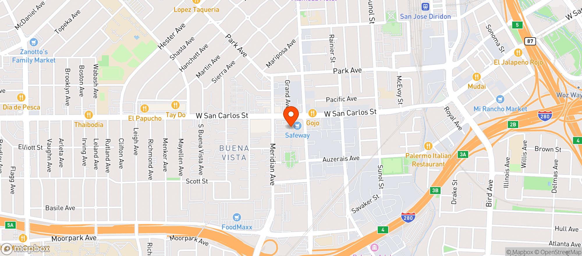 Map showing Safeway - San Jose