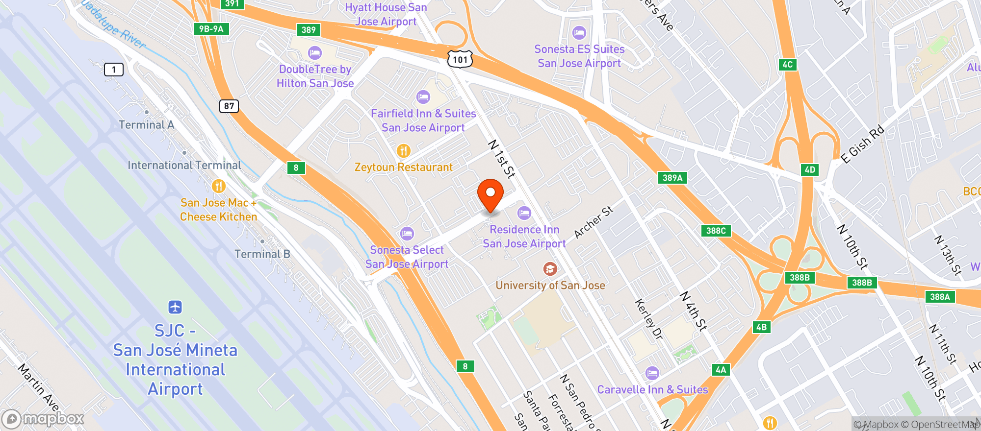 Map showing Vitos New York Trattoria