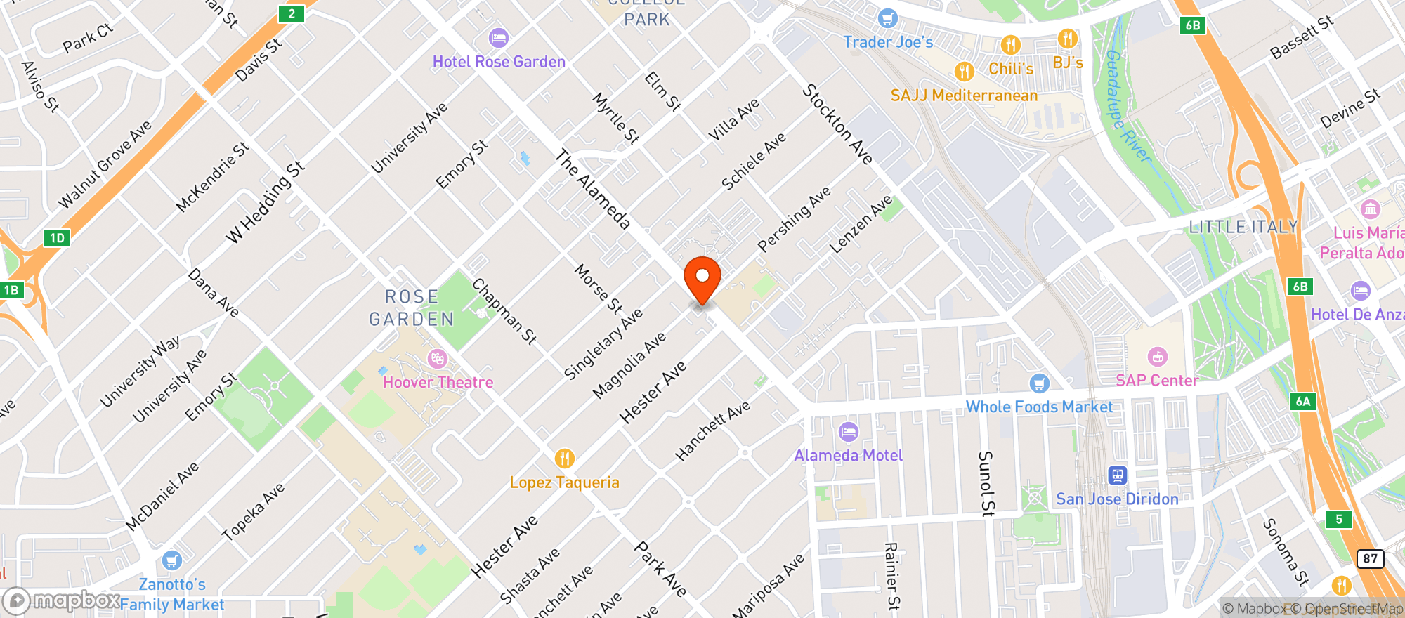 Map showing Luna Mexican Kitchen