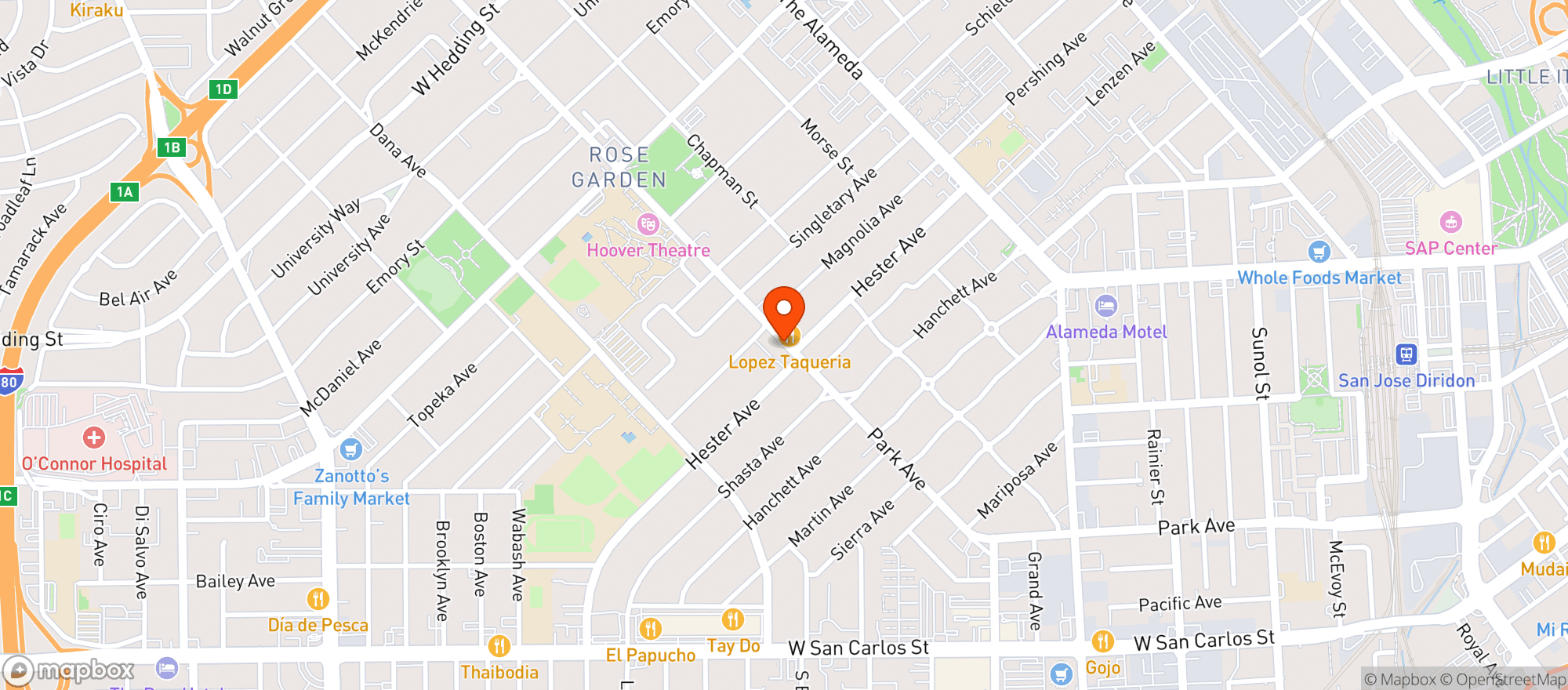 Map showing Park & Hester Wine & Liquor