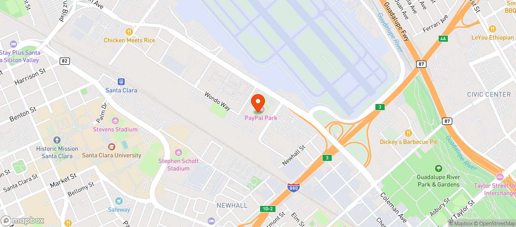 Map showing Paypal Park