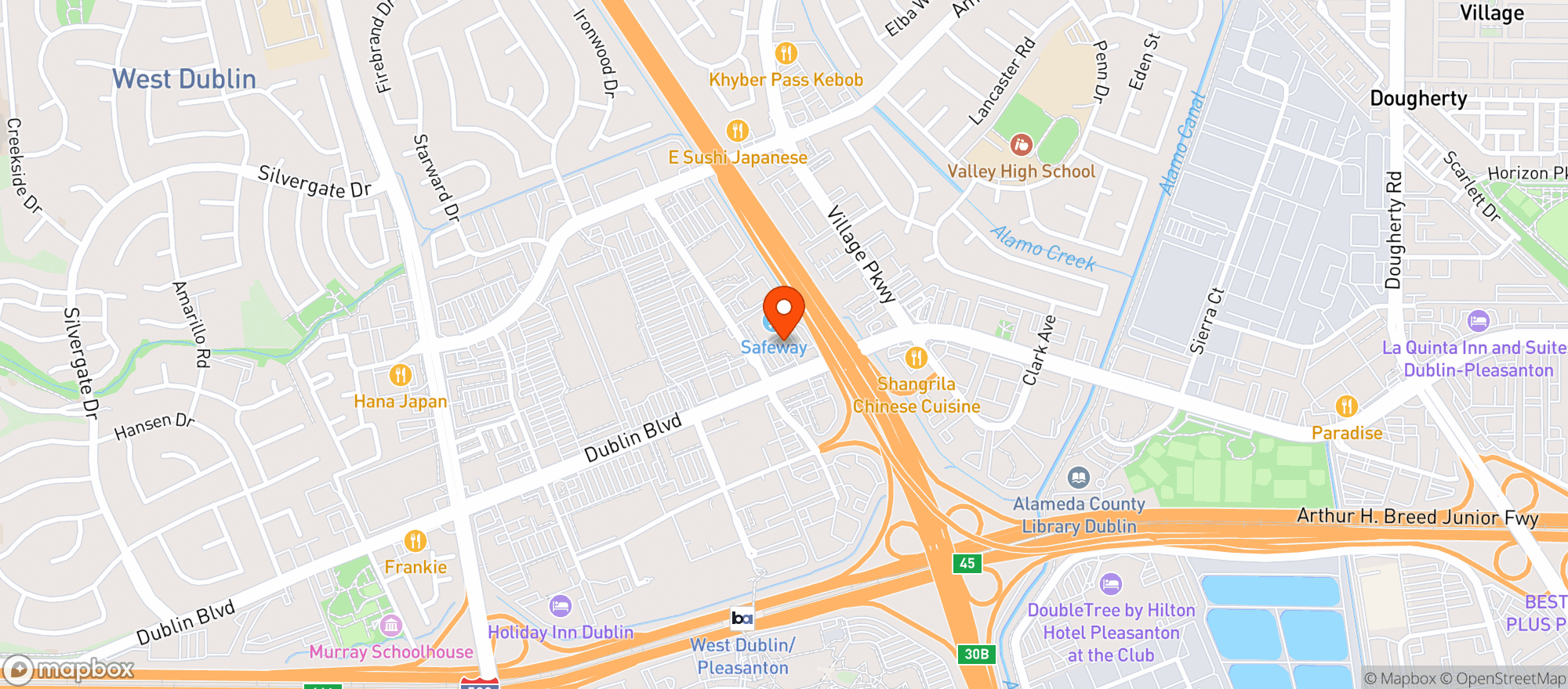 Map showing Safeway