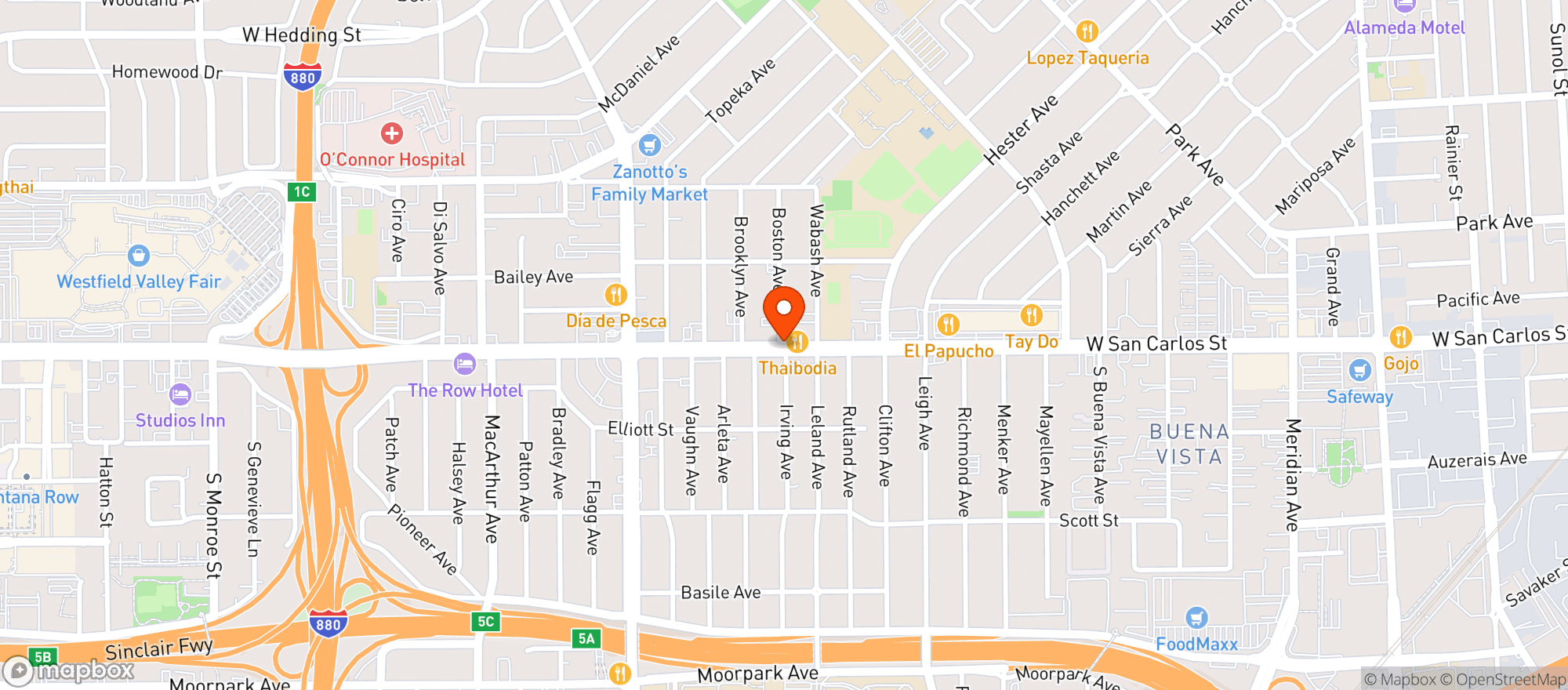 Map showing San Carlos Market & Liquor