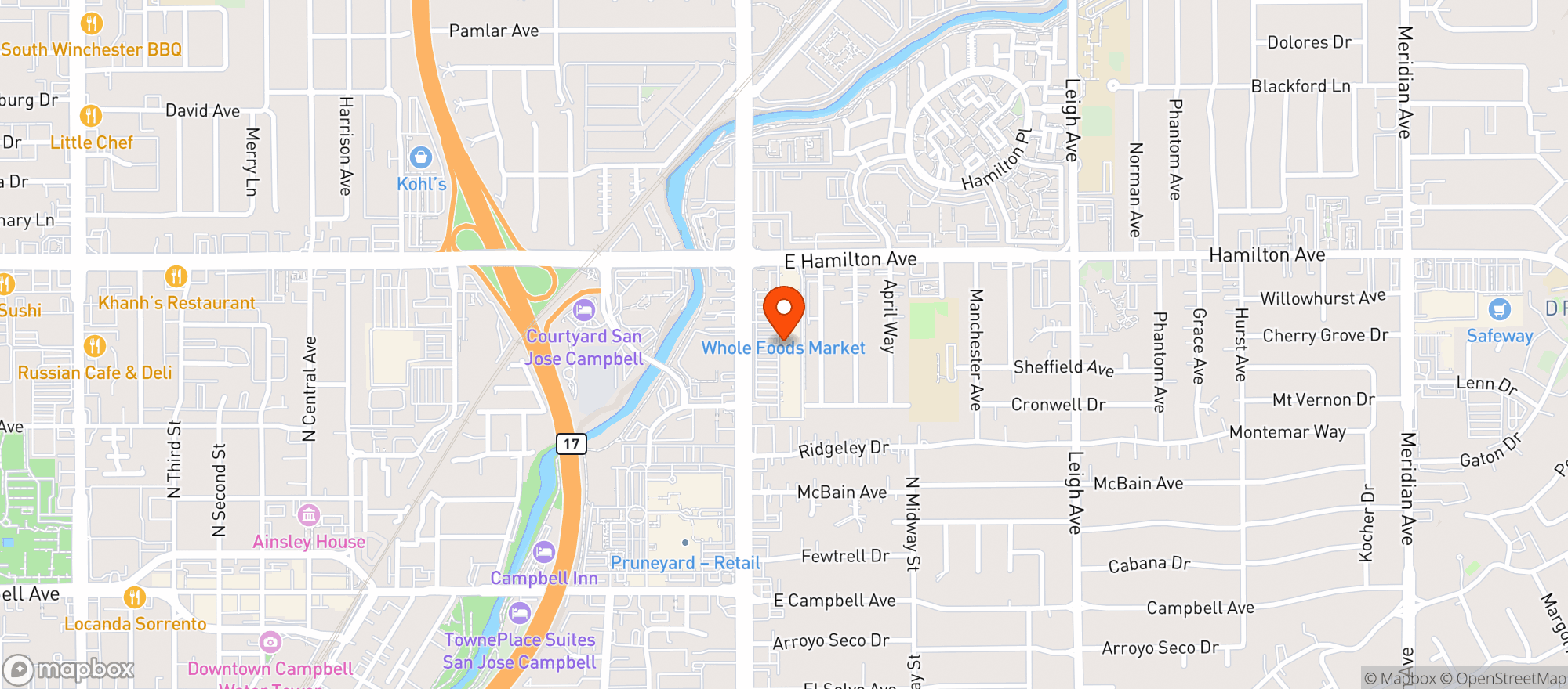 Map showing Whole Foods Market (Campbell)