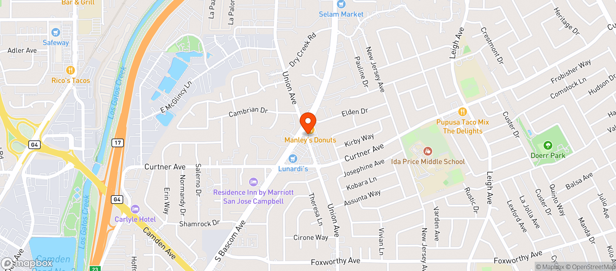 Map showing Maplewood Market & Liquors