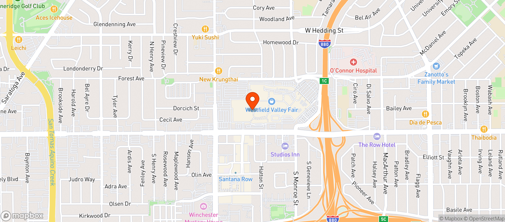 Map showing California Pizza Kitche #156