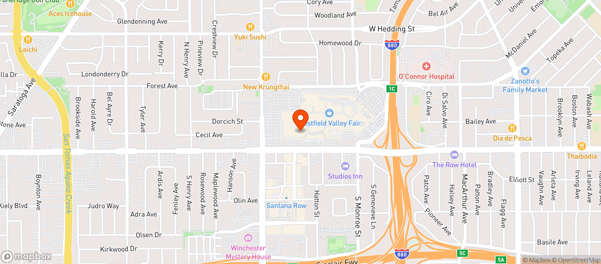 Map showing Cheesecake Factory