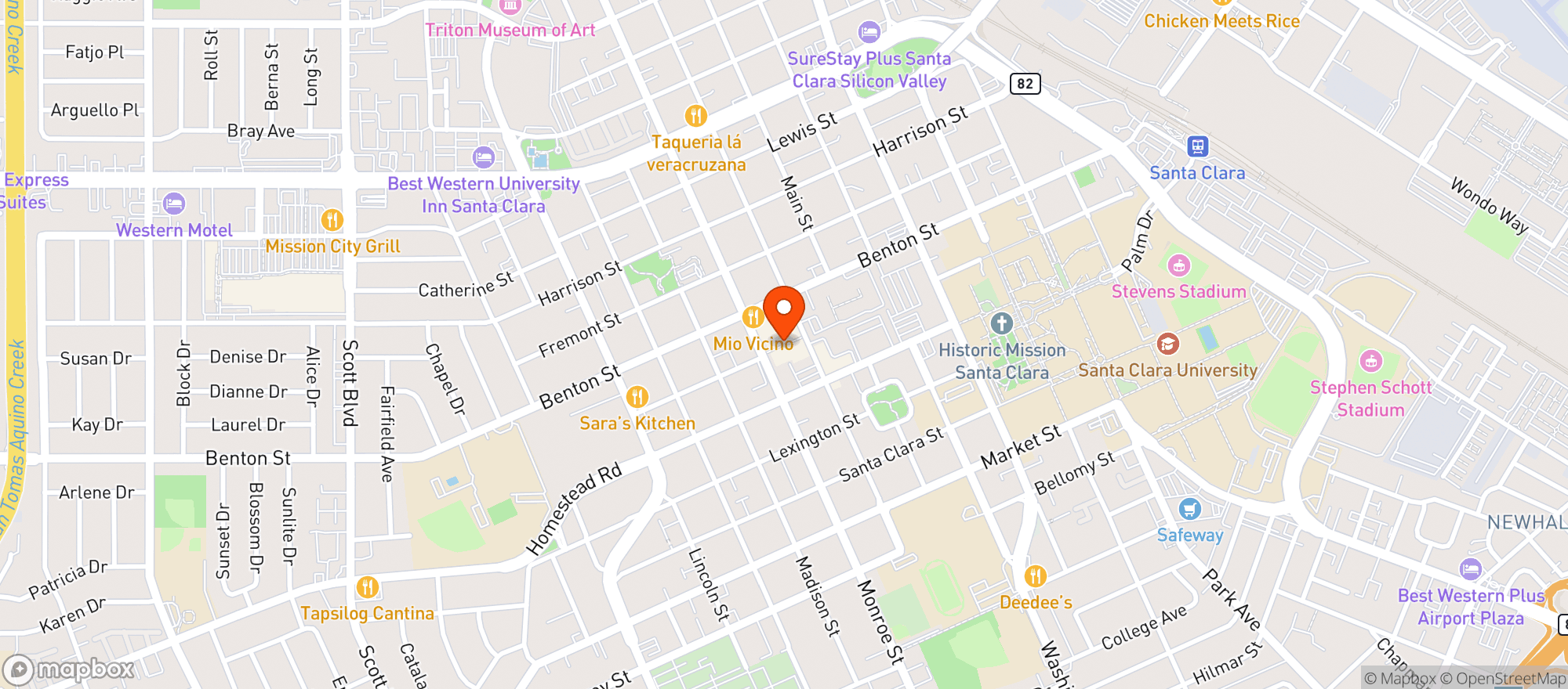 Map showing Santa Clara Liquors Deli & Grocery