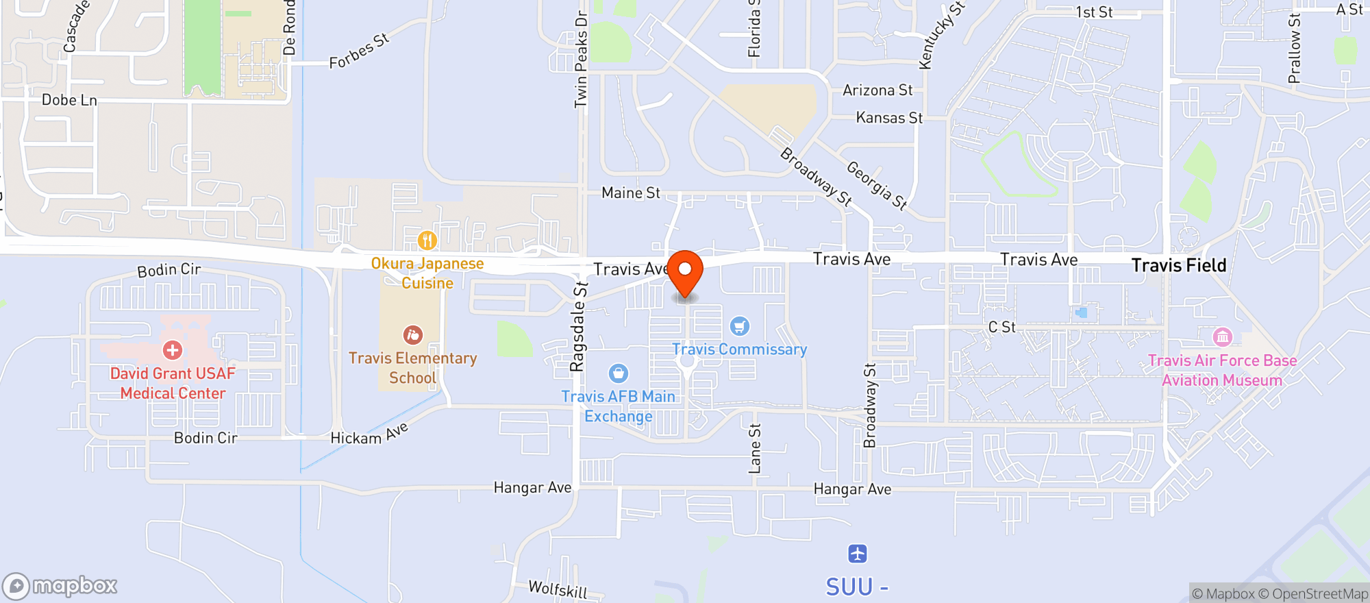 Map showing Travis Afb Class Six