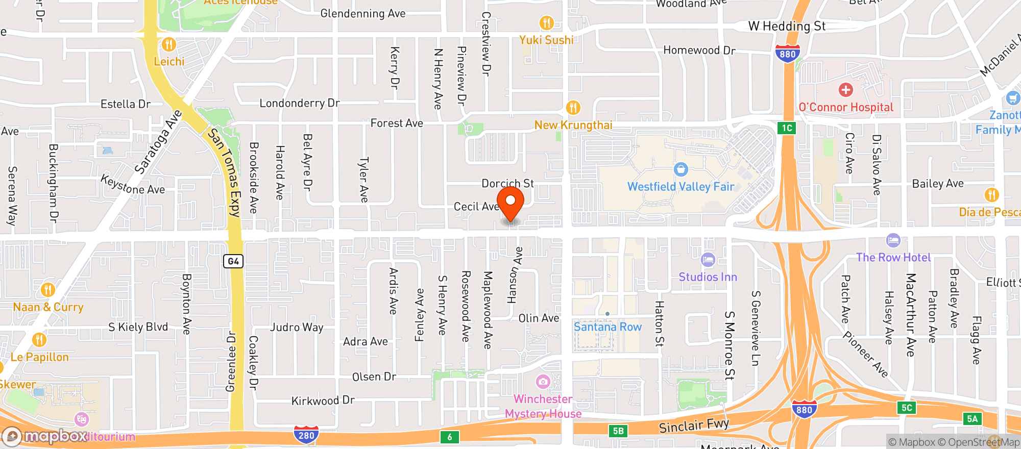 Map showing Vitamin Shoppe - San Jose