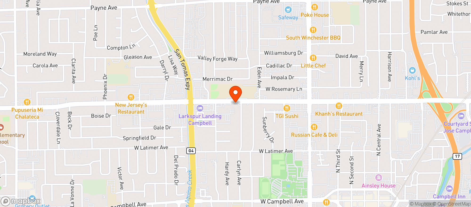 Map showing Safeway - Campbell