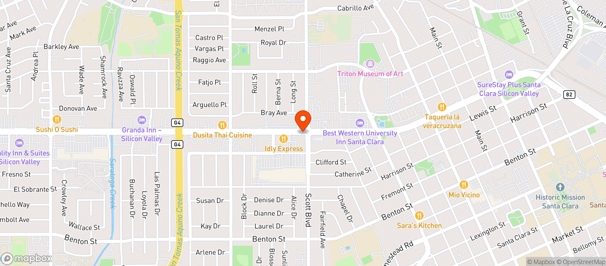 Map showing Mod Pizza