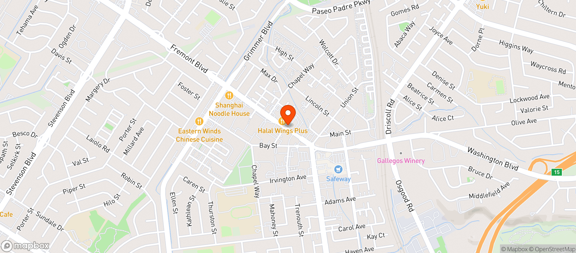 Map showing WONDERLAND SMOKE SHOP - FREMONT BLVD