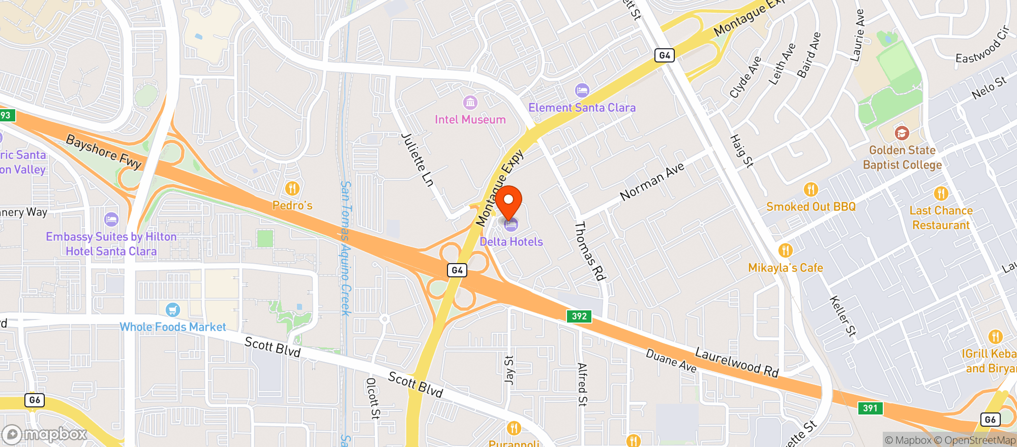 Map showing Delta Hotels