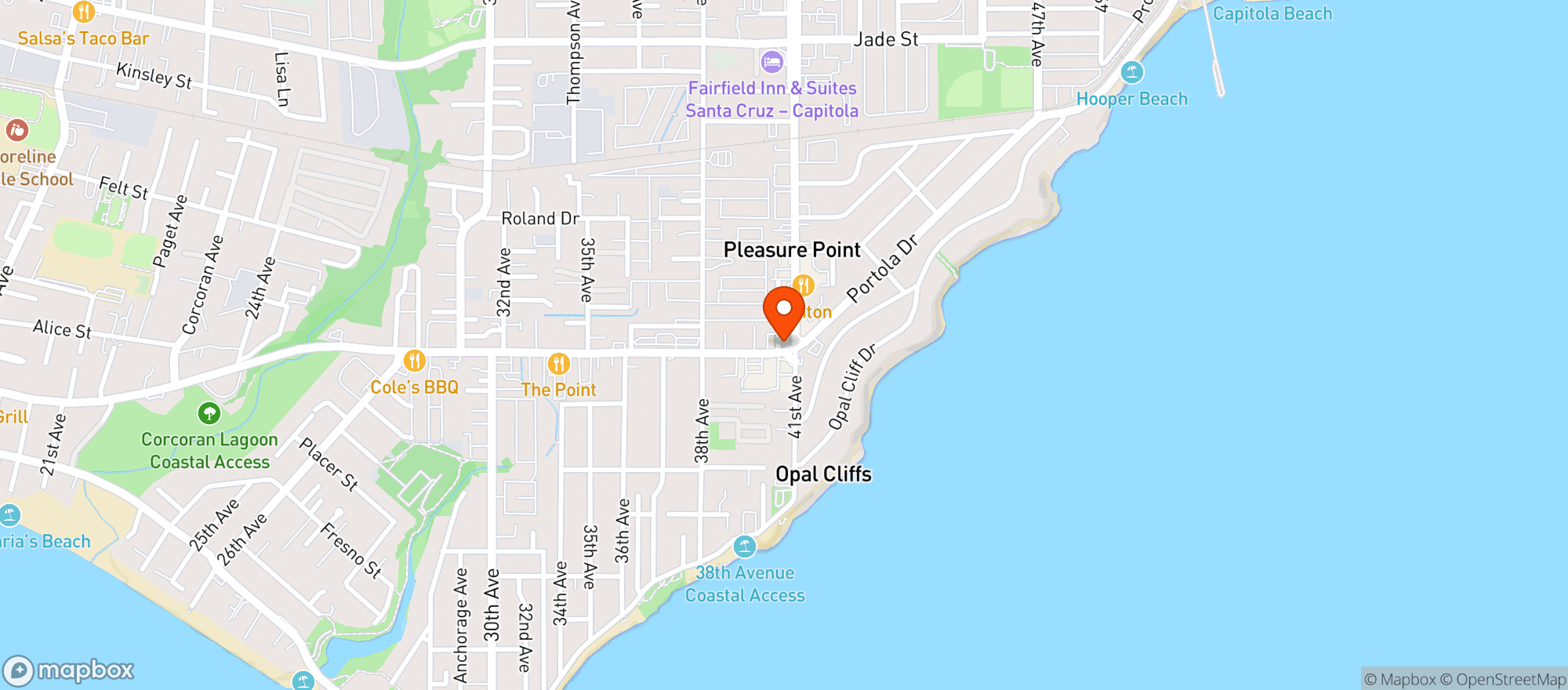 Map showing Pleasure Point Liquor & Grocery