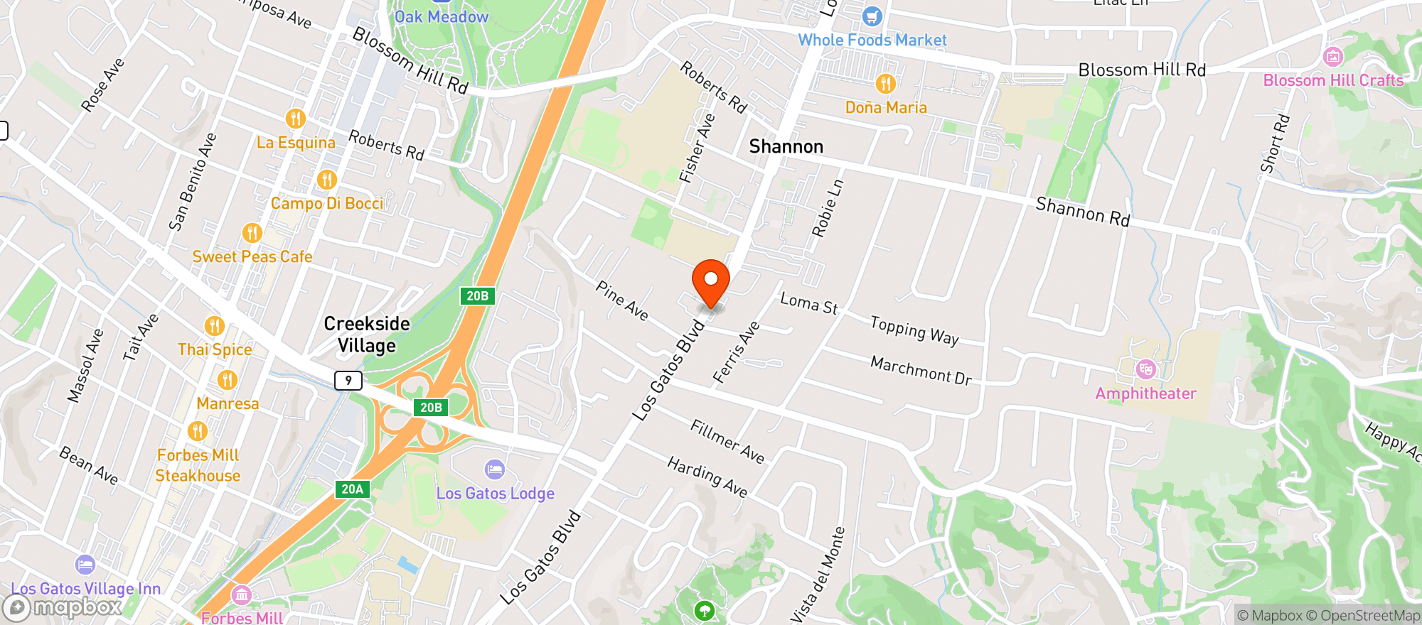 Map showing Los Gatos Wines & Liquors