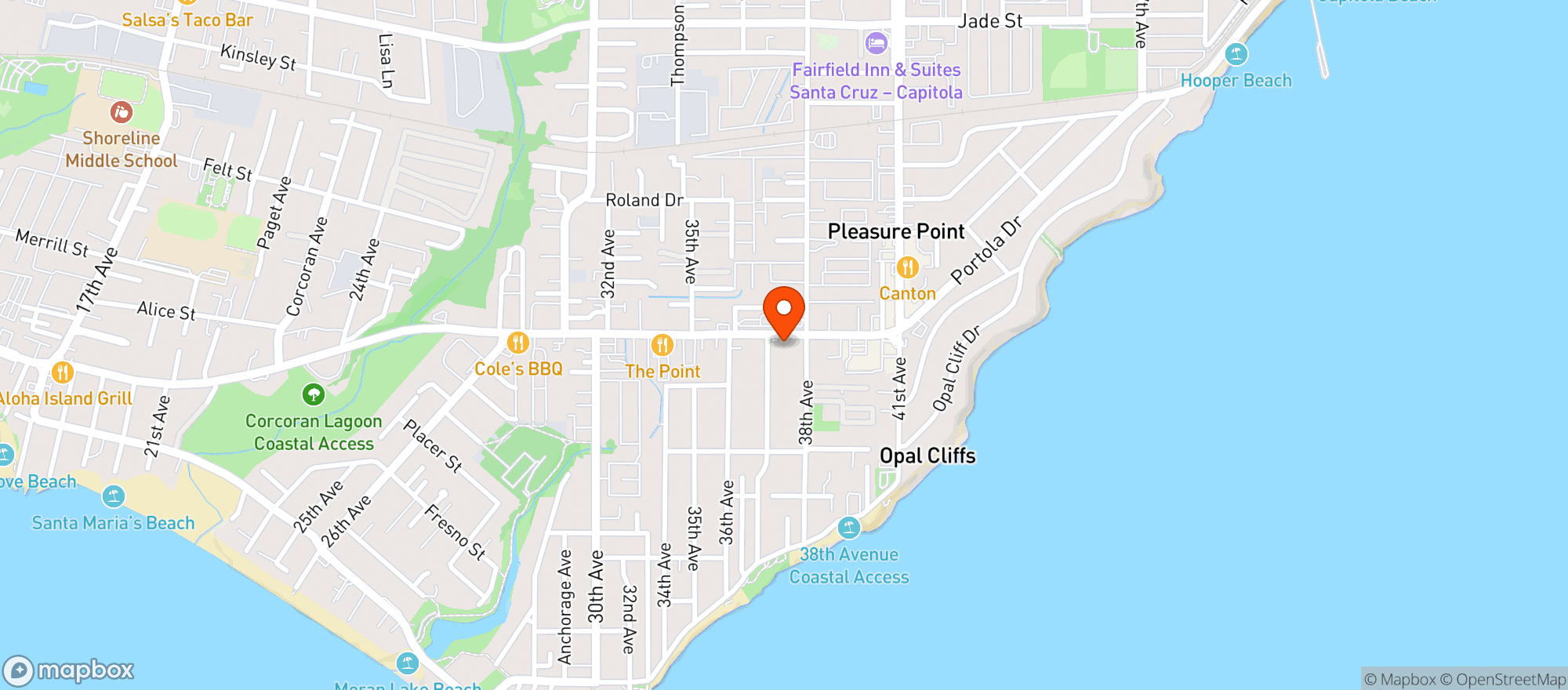 Map showing Pleasure Point Wine & Spirits
