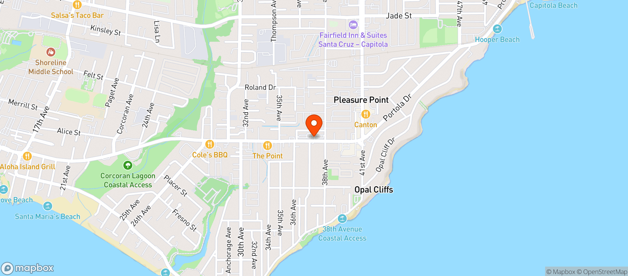 Map showing Dunlaps Donuts