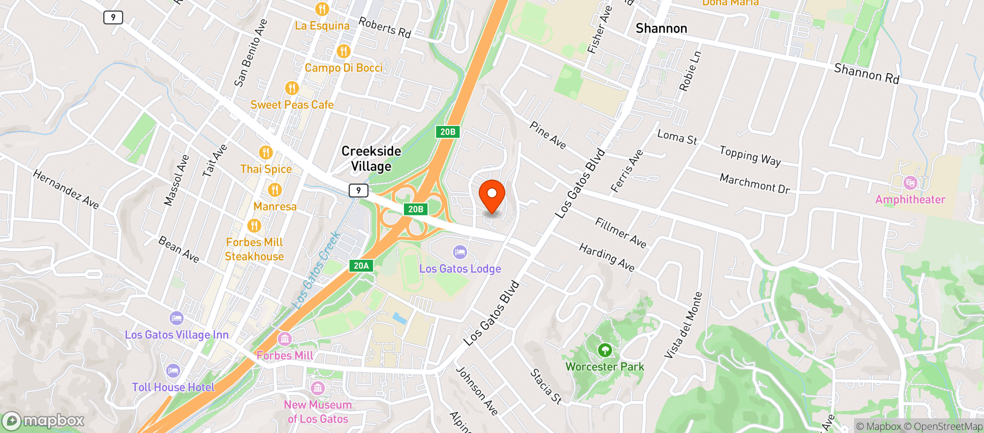 Map showing Asa Restaurant (Los Gatos)
