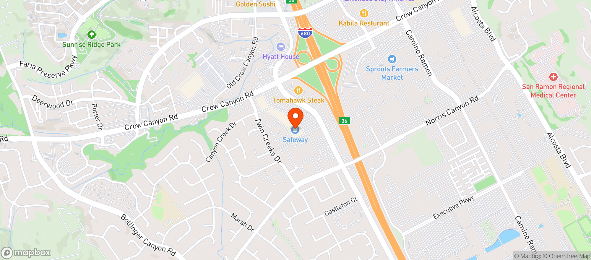 Map showing Safeway