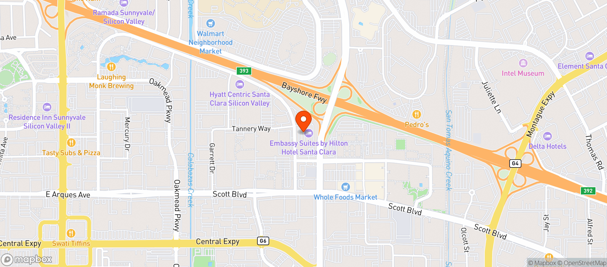 Map showing Embassy Suites #sncca
