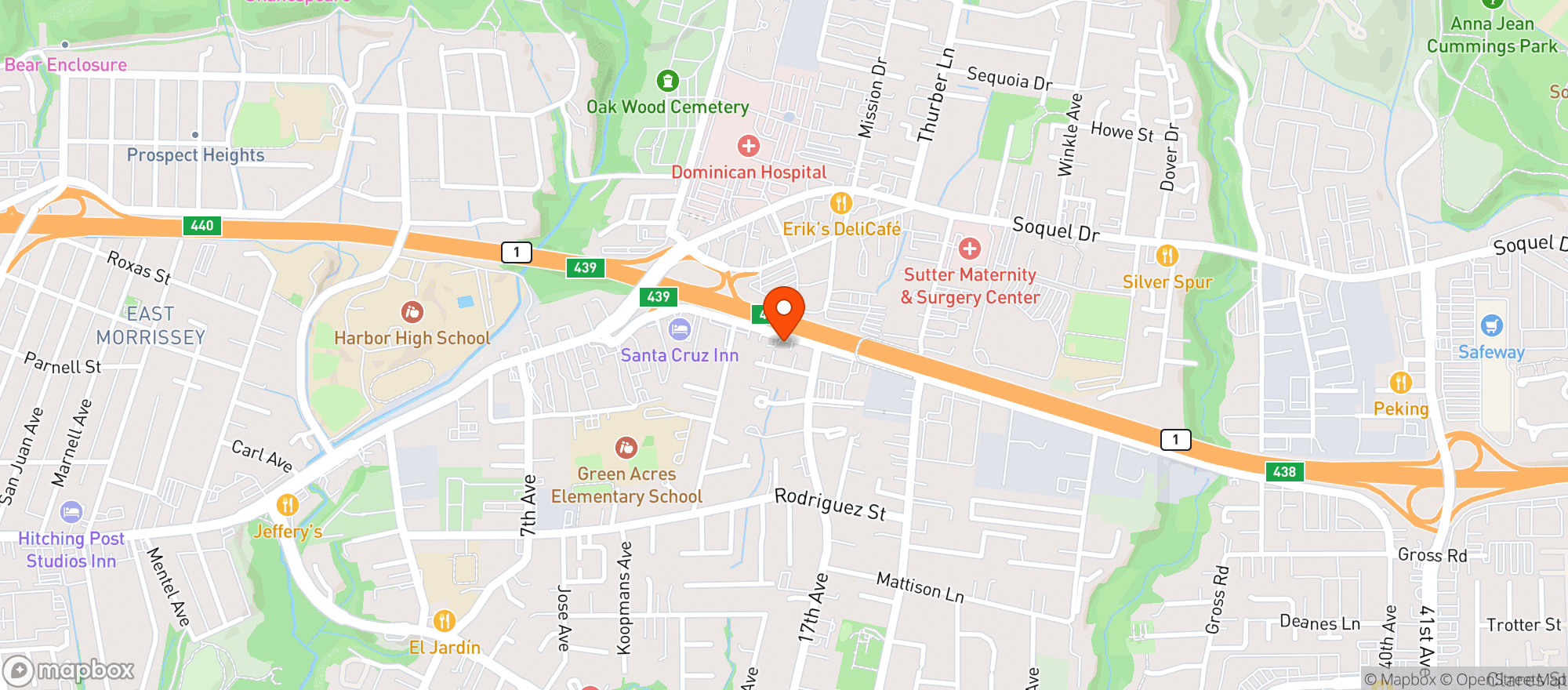 Map showing Kind Peoples - Soquel