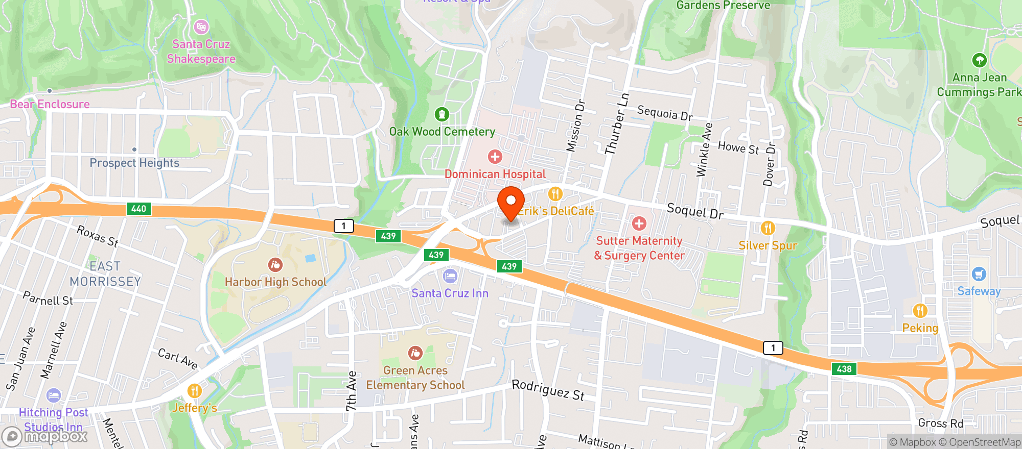 Map showing Moes Alley Blues Club