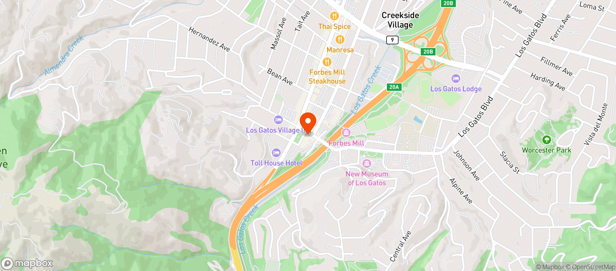 Map showing Parkside Los Gatos