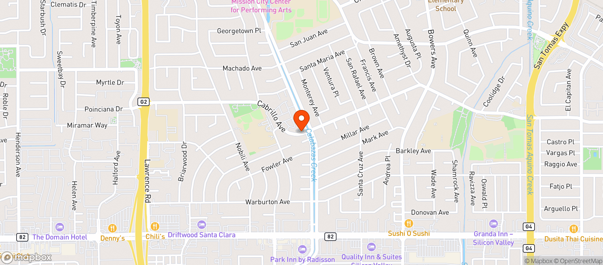Map showing Cabrillo Liquors & Groc