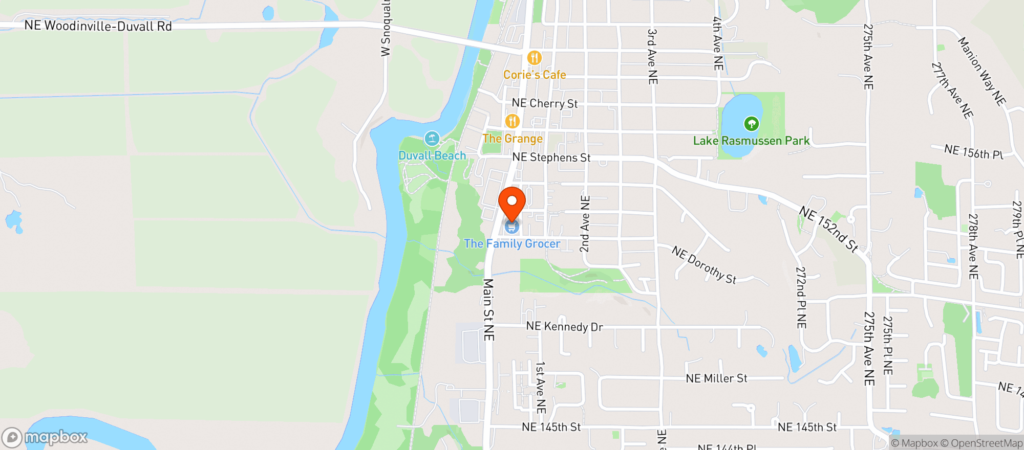 Map showing Duvall Family Grocers