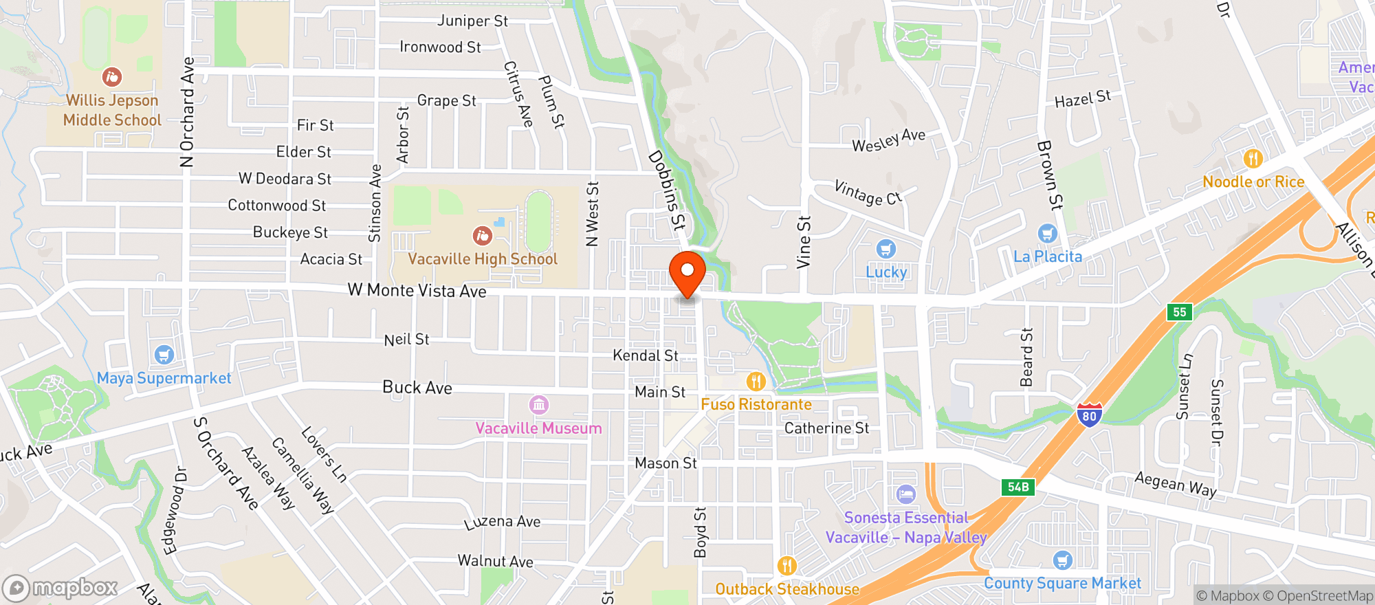 Map showing Monte Vista Food & Liquor