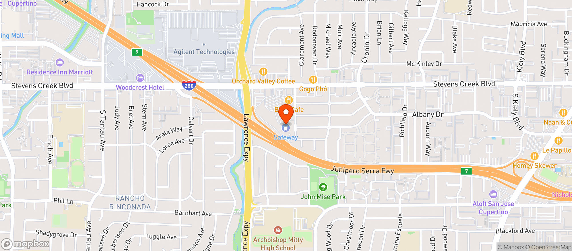 Map showing Safeway - San Jose