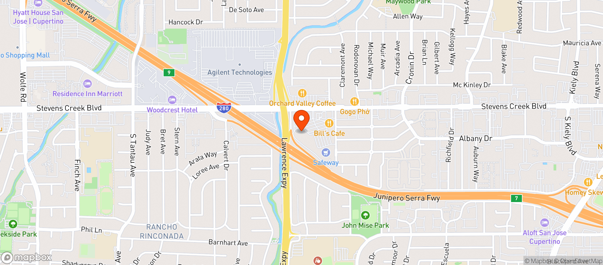 Map showing World Market Stevens Creek