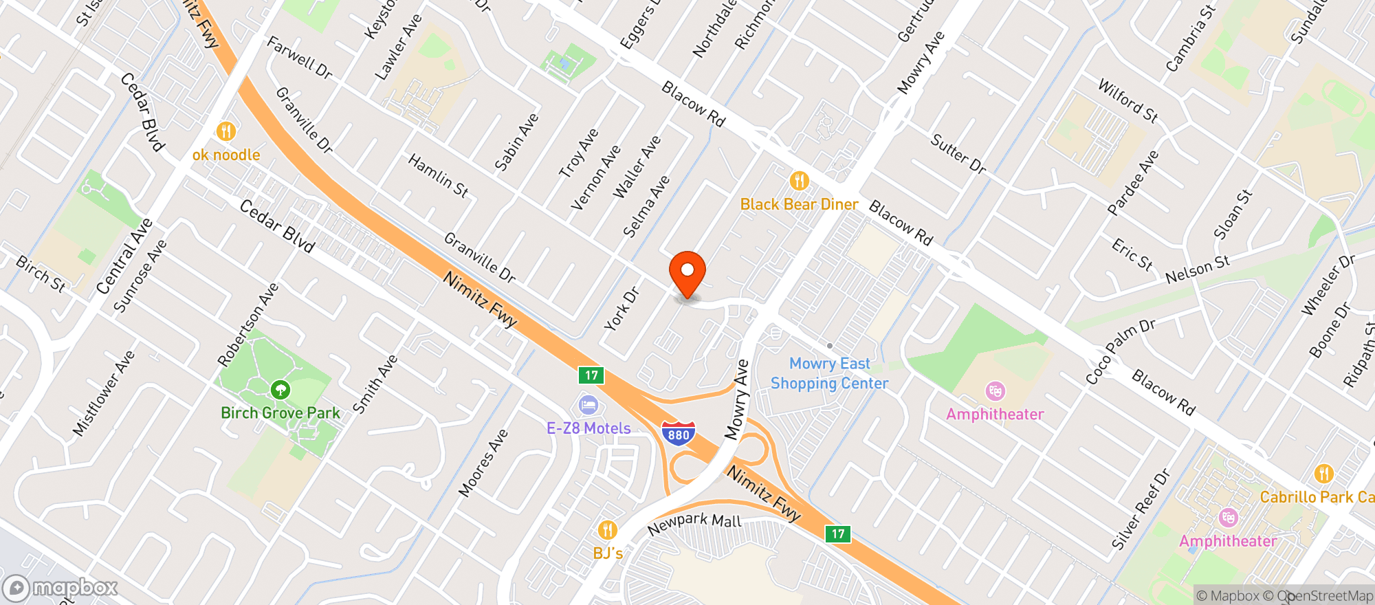 Map showing Elks Lodge