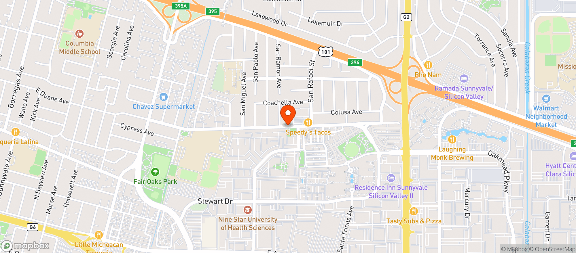 Map showing Tia Juana Mexican Restaurant