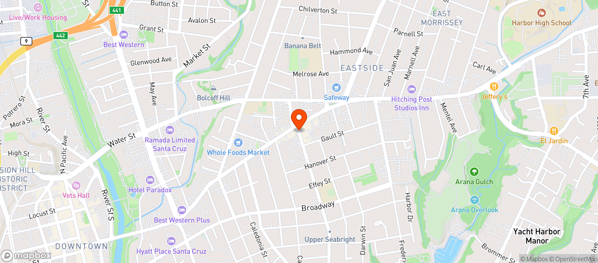 Map showing The Bagelry Inc - Santa Cruz