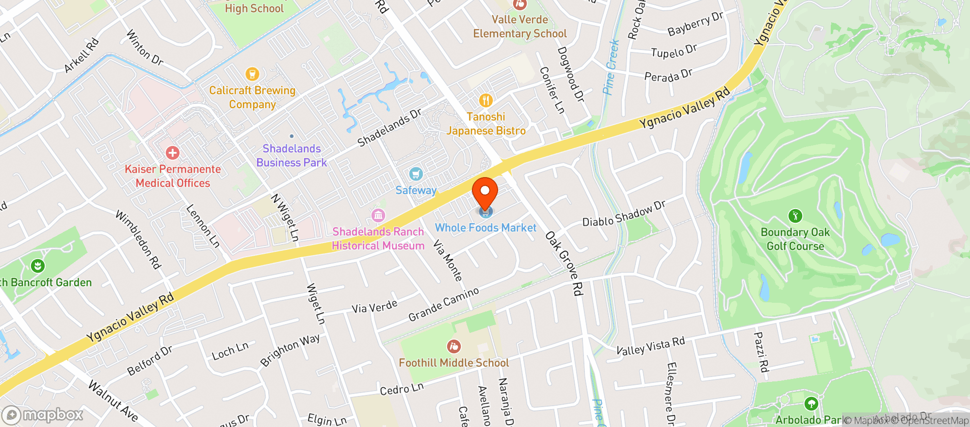 Map showing Whole Foods Market - Ygnacio Valley Road