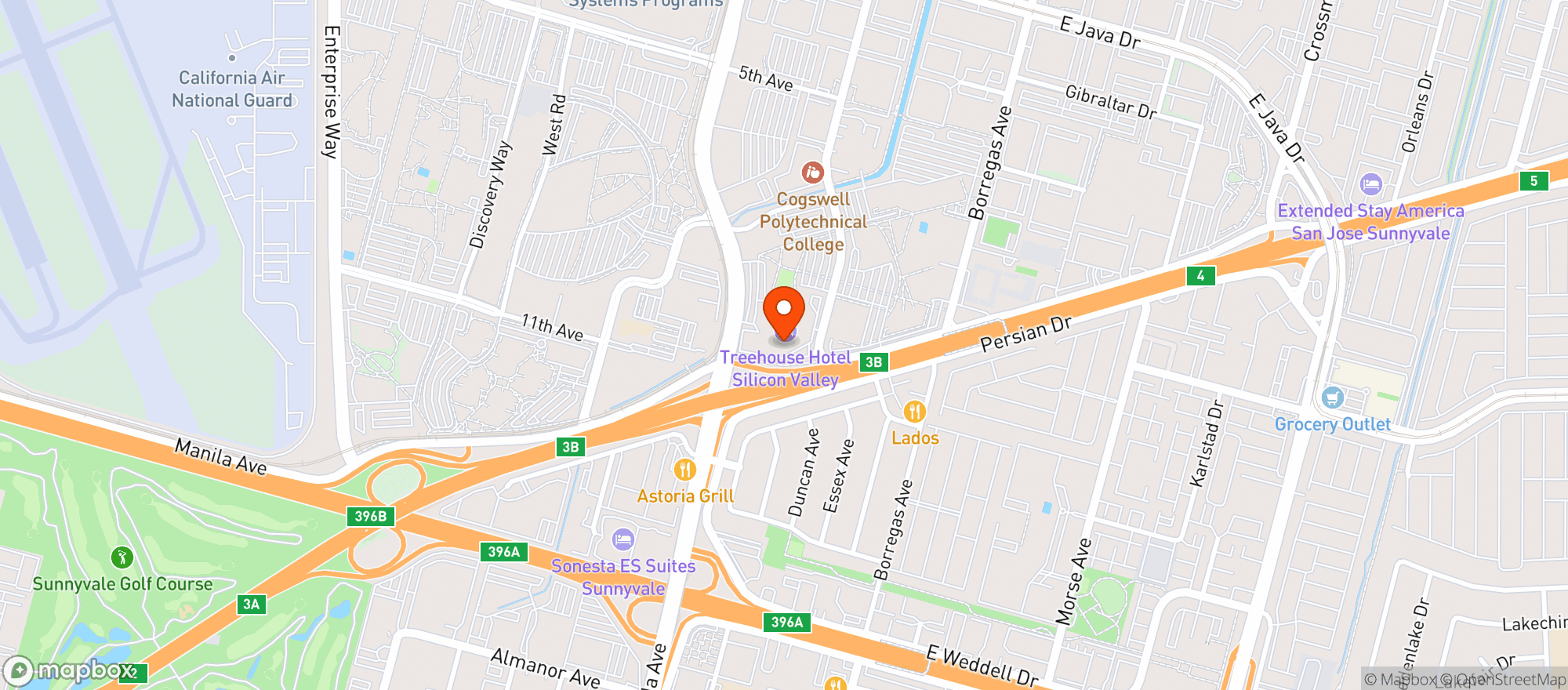 Map showing Treehouse Silicon Valley