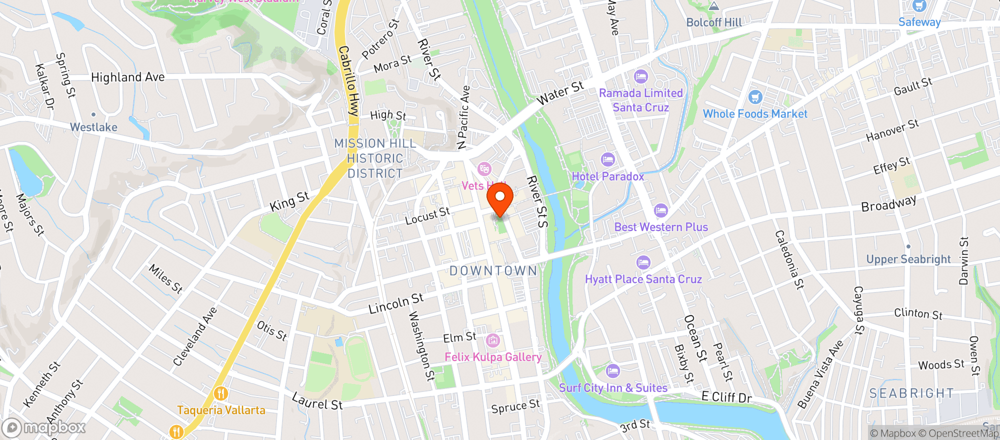 Map showing Front & Cooper