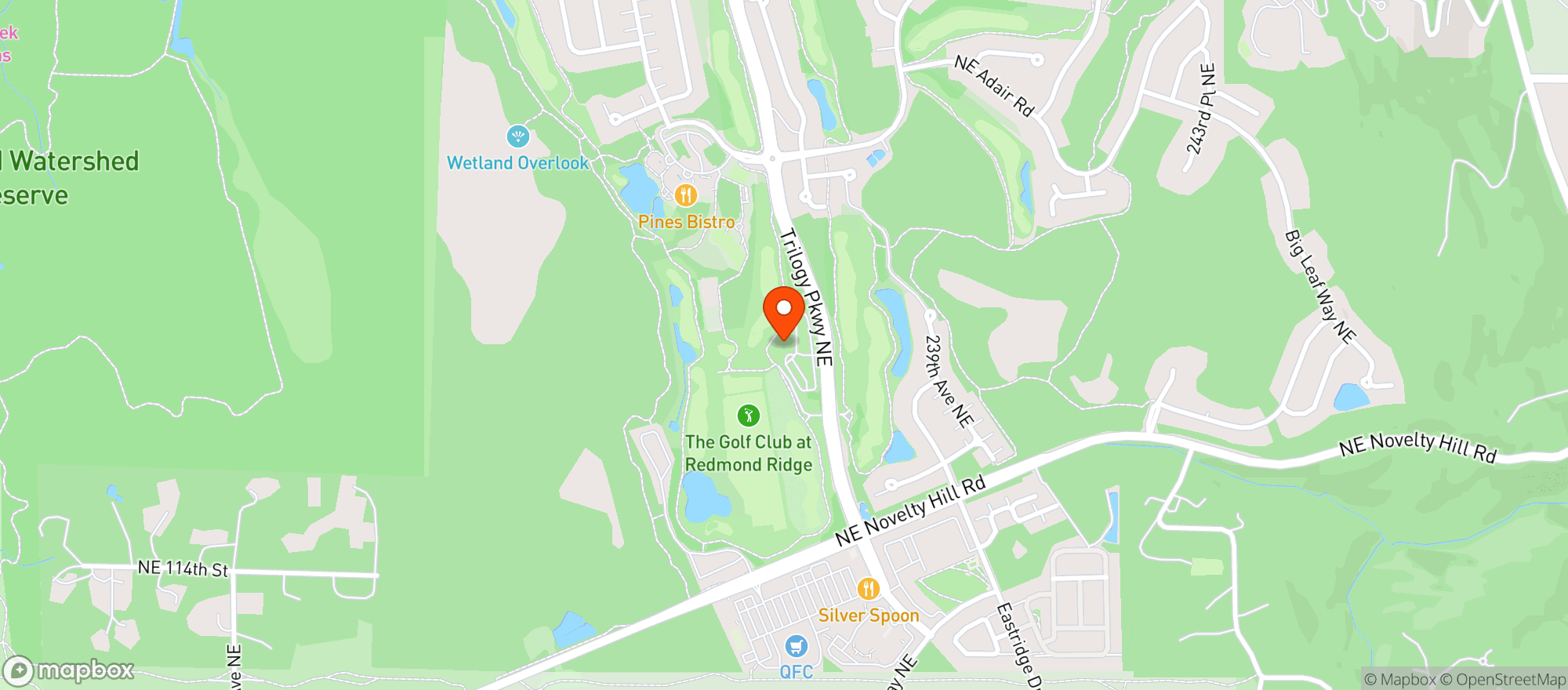 Map showing Redmond Ridge Golf
